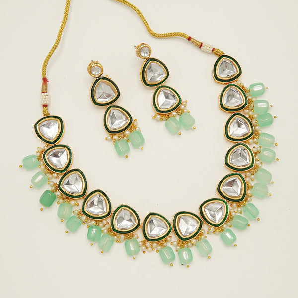 Uncut Triangle Stones Necklace Set