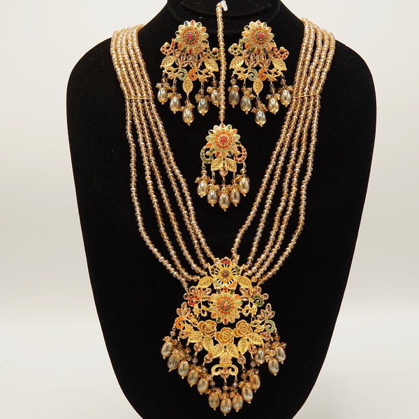NauratanBigpendent Studs Mala set