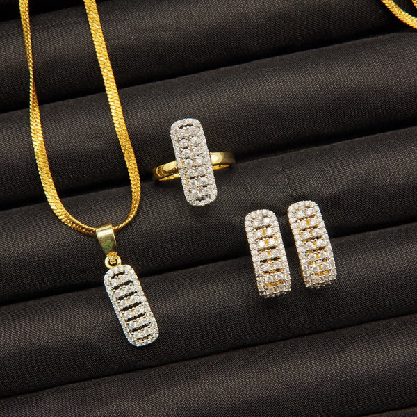 American Diamond CZ Locket Set - Locket Set - tlmjewels Pakistan