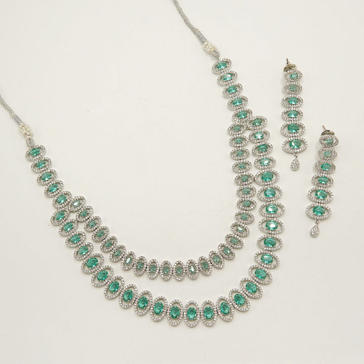 American Diamond Doublet Layers Semi - Bridal Set - tlmjewels