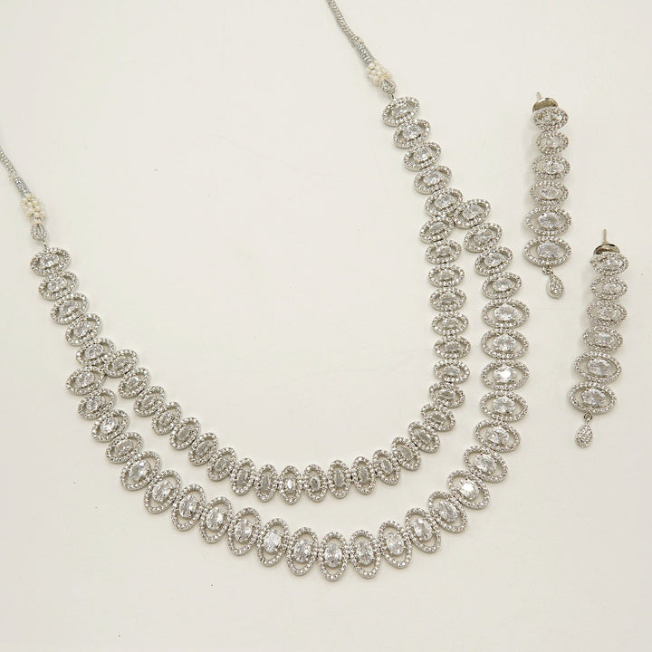 American Diamond Doublet Layers Semi - Bridal Set - tlmjewels