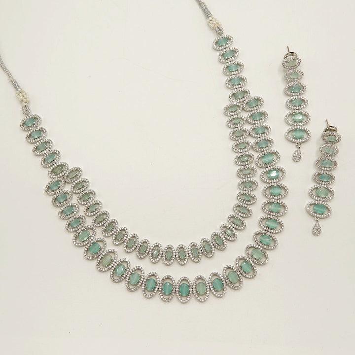 American Diamond Doublet Layers Semi - Bridal Set - tlmjewels