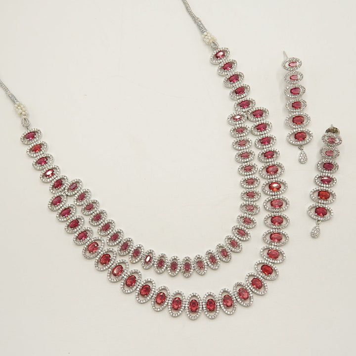 American Diamond Doublet Layers Semi - Bridal Set - tlmjewels