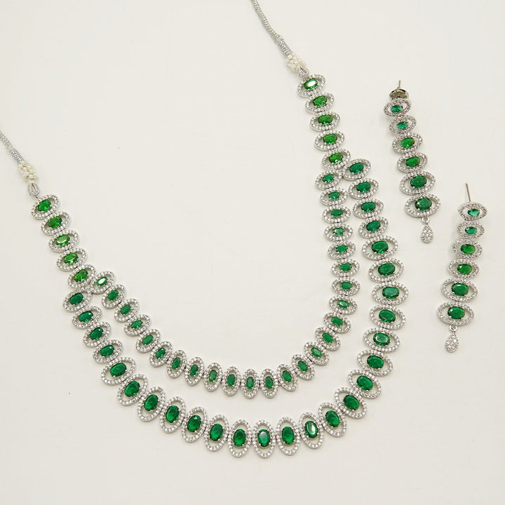 American Diamond Doublet Layers Semi - Bridal Set - tlmjewels