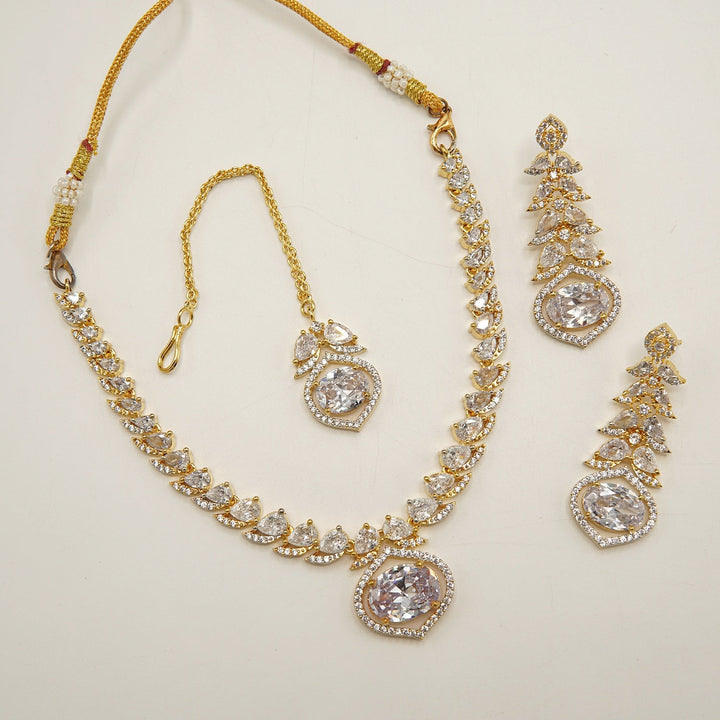 American Diamond Doublets Party Wear Necklace Set - tlmjewels