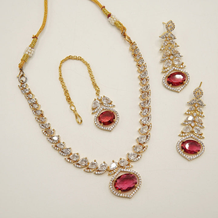 American Diamond Doublets Party Wear Necklace Set - tlmjewels