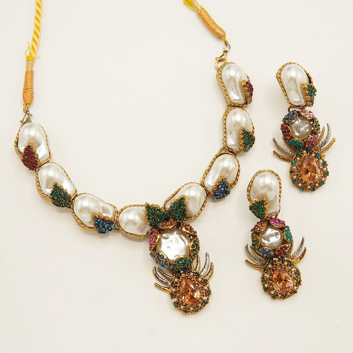Antique Full Mother Of Pearl Necklace Set - tlmjewels