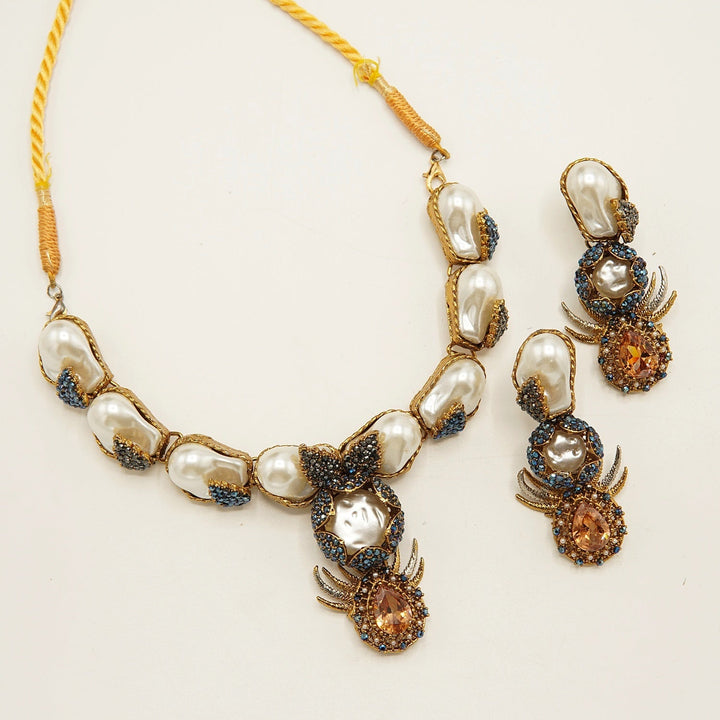 Antique Full Mother Of Pearl Necklace Set - tlmjewels