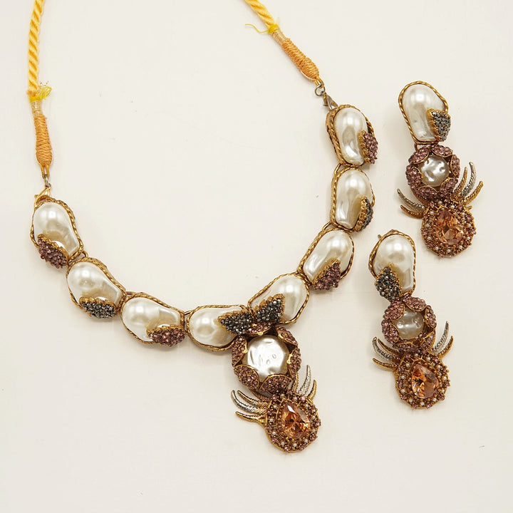 Antique Full Mother Of Pearl Necklace Set - tlmjewels