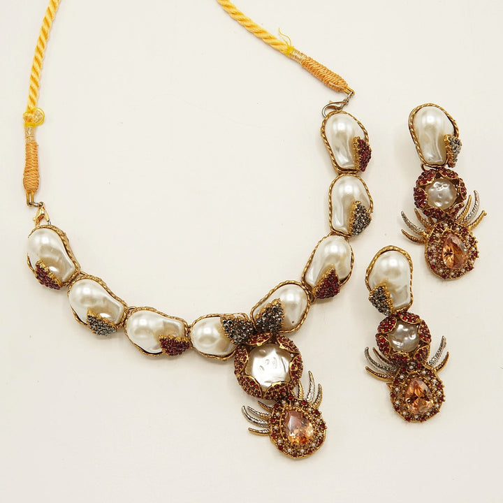 Antique Full Mother Of Pearl Necklace Set - tlmjewels