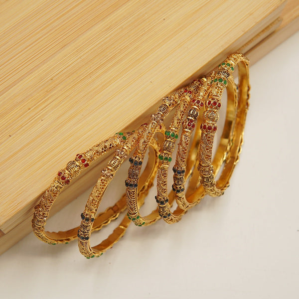 Antique Gold Multi Zircones Churi Set - tlmjewels