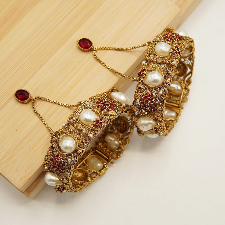 Antique Mother Of Pearl Turkish Bangles Pair - tlmjewels