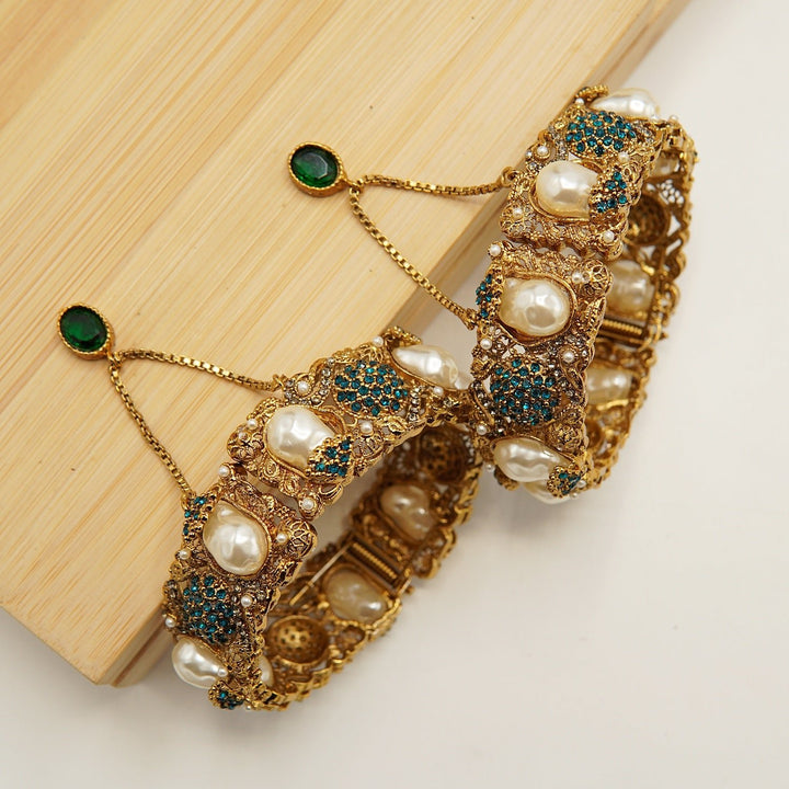 Antique Mother Of Pearl Turkish Bangles Pair - tlmjewels