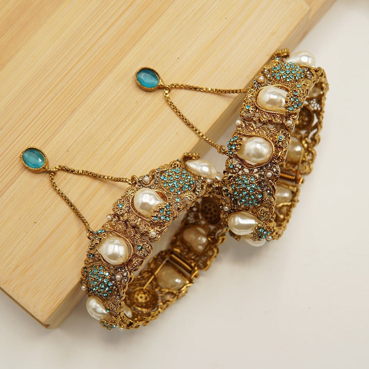 Antique Mother Of Pearl Turkish Bangles Pair - tlmjewels