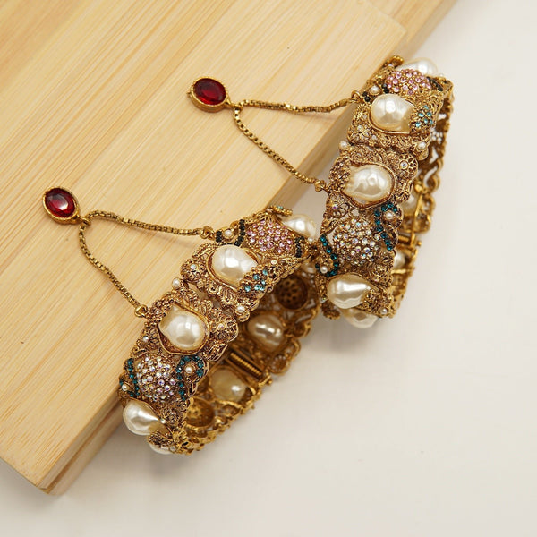 Antique Mother Of Pearl Turkish Bangles Pair - tlmjewels