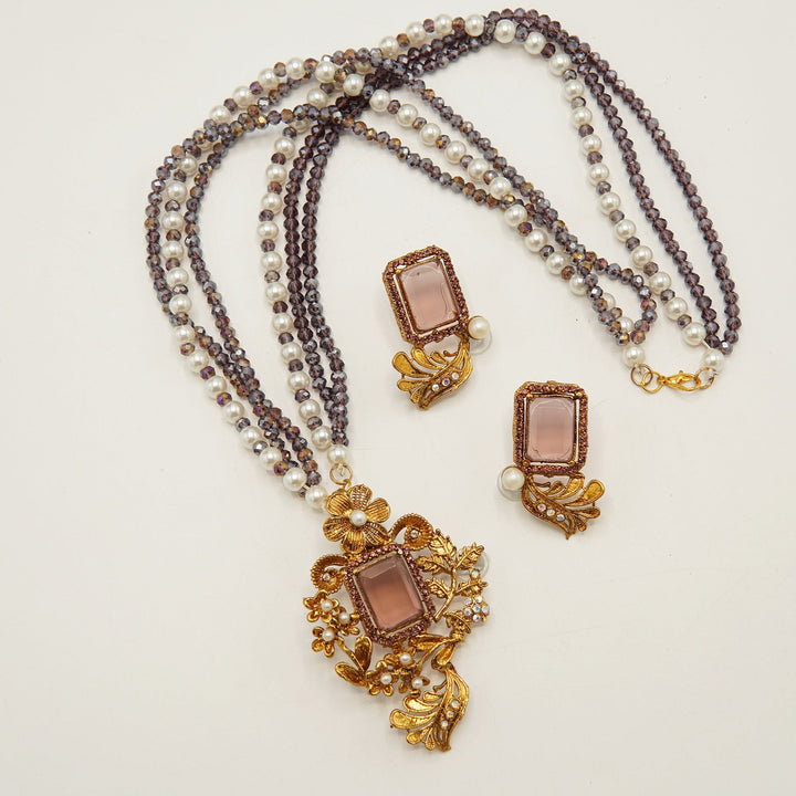 Antique Tone Doublets HandWork Mala Set - tlmjewels