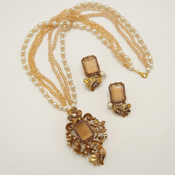 Antique Tone Doublets HandWork Mala Set - tlmjewels