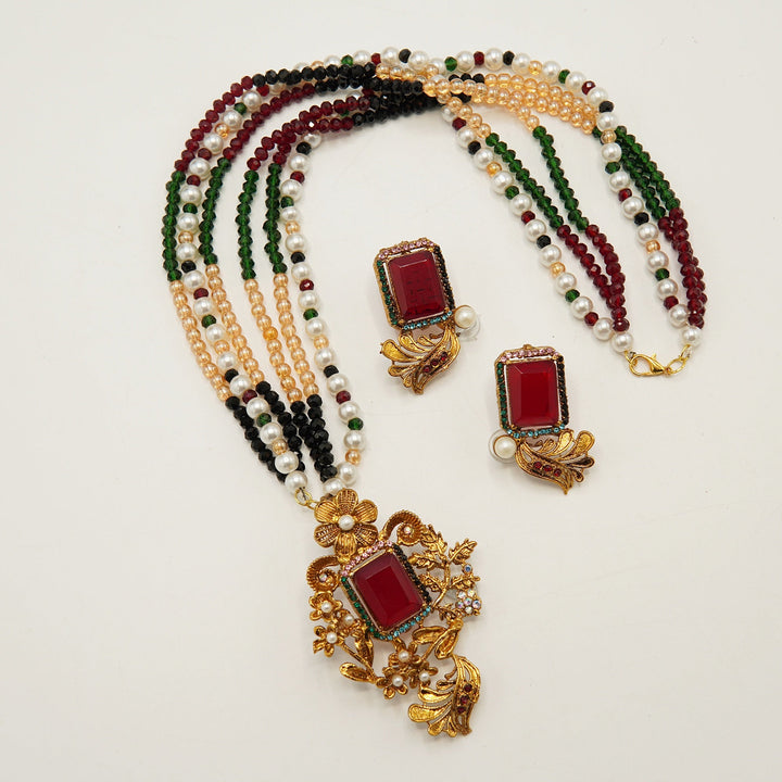 Antique Tone Doublets HandWork Mala Set - tlmjewels
