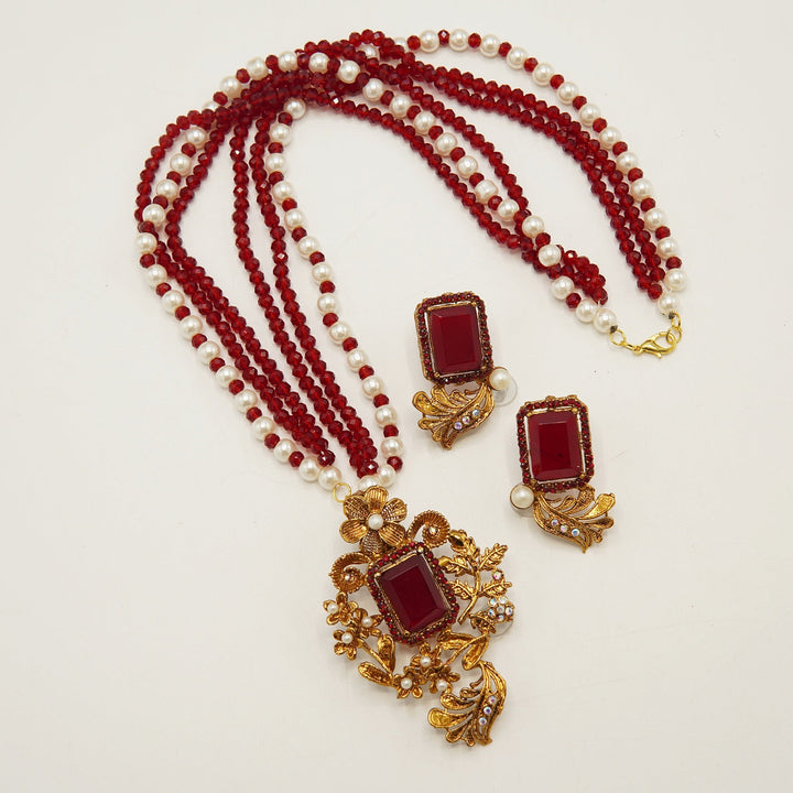 Antique Tone Doublets HandWork Mala Set - tlmjewels