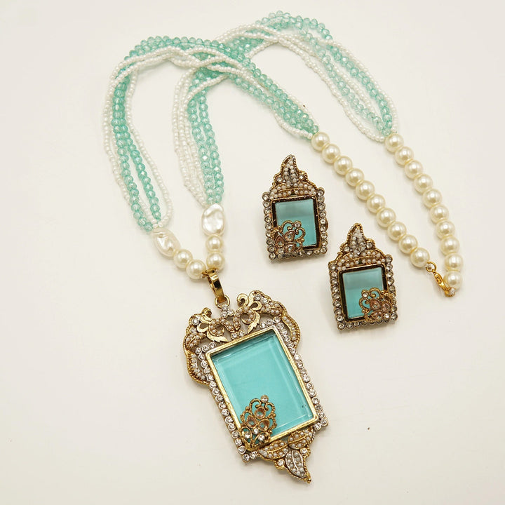 Antique Tone Doublets Pendant Mala Set - tlmjewels