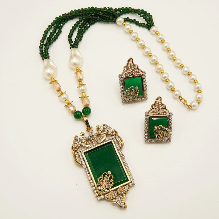Antique Tone Doublets Pendant Mala Set - tlmjewels