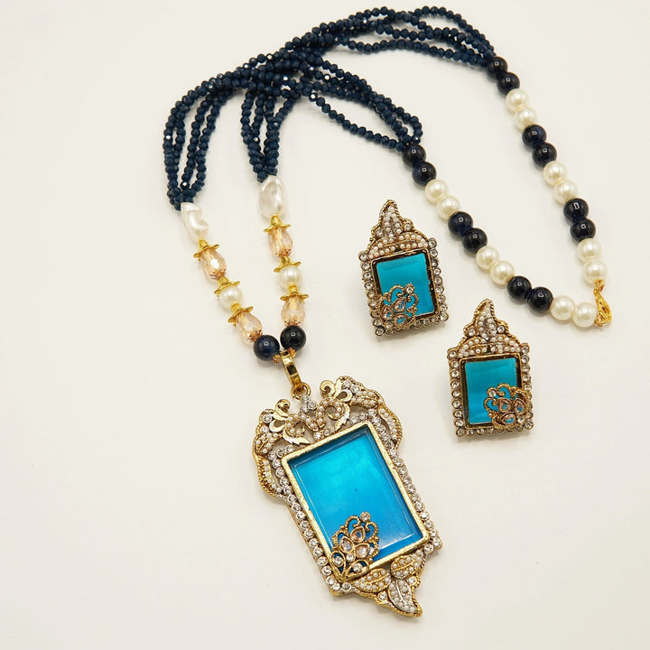 Antique Tone Doublets Pendant Mala Set - tlmjewels