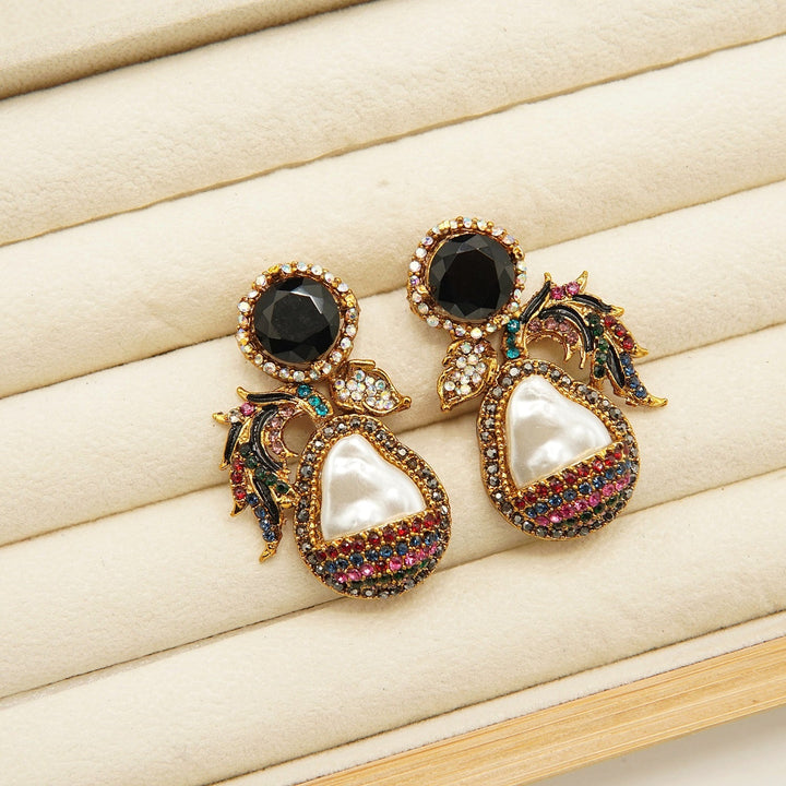 Antique Tone Mother Of Pearl Studs Style Earring - tlmjewels