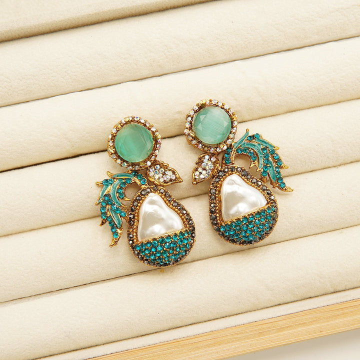 Antique Tone Mother Of Pearl Studs Style Earring - tlmjewels