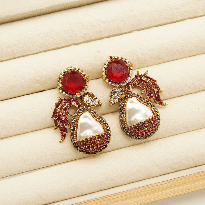 Antique Tone Mother Of Pearl Studs Style Earring - tlmjewels