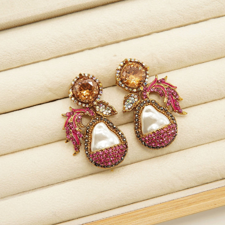 Antique Tone Mother Of Pearl Studs Style Earring - tlmjewels