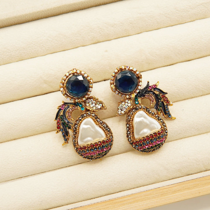 Antique Tone Mother Of Pearl Studs Style Earring - tlmjewels