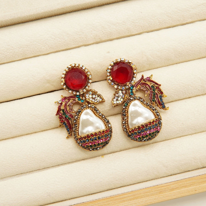 Antique Tone Mother Of Pearl Studs Style Earring - tlmjewels