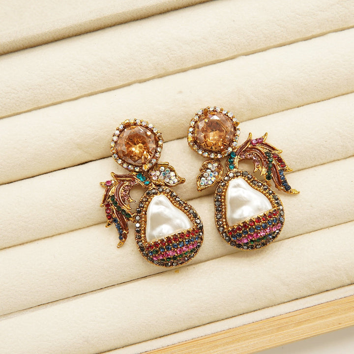 Antique Tone Mother Of Pearl Studs Style Earring - tlmjewels