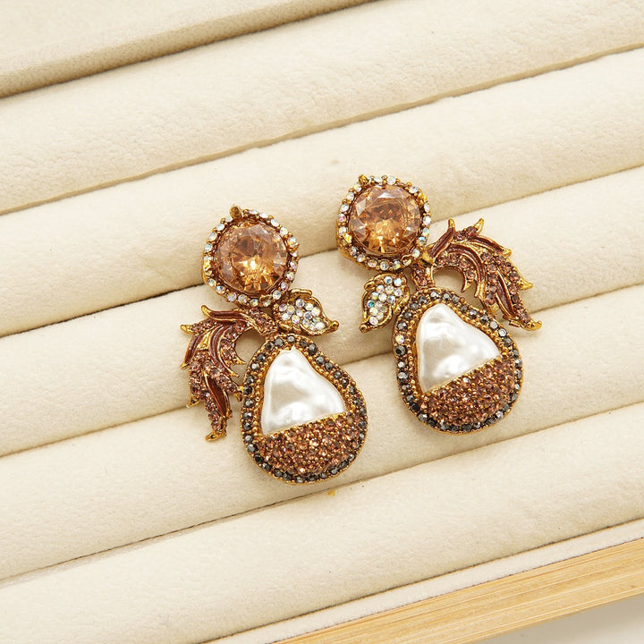 Antique Tone Mother Of Pearl Studs Style Earring - tlmjewels