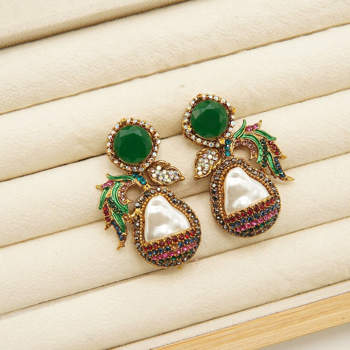 Antique Tone Mother Of Pearl Studs Style Earring - tlmjewels