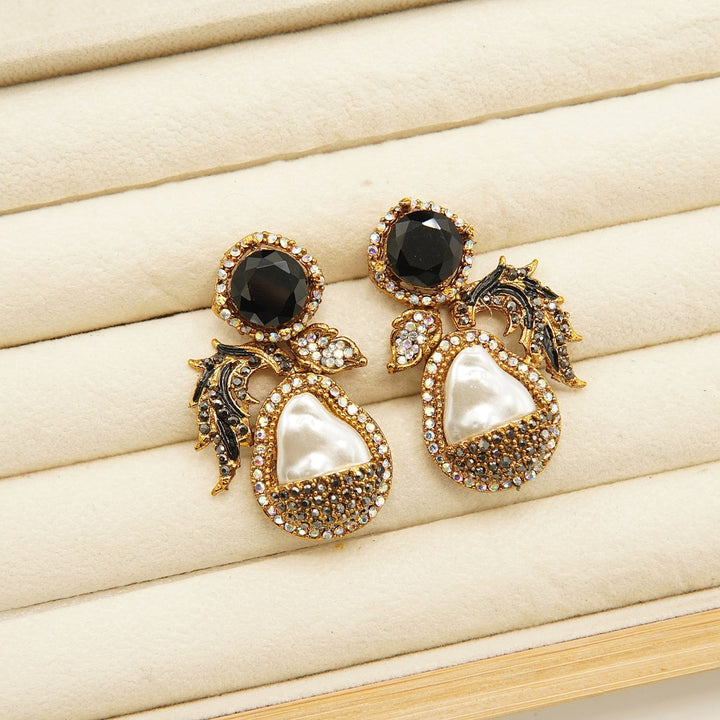 Antique Tone Mother Of Pearl Studs Style Earring - tlmjewels