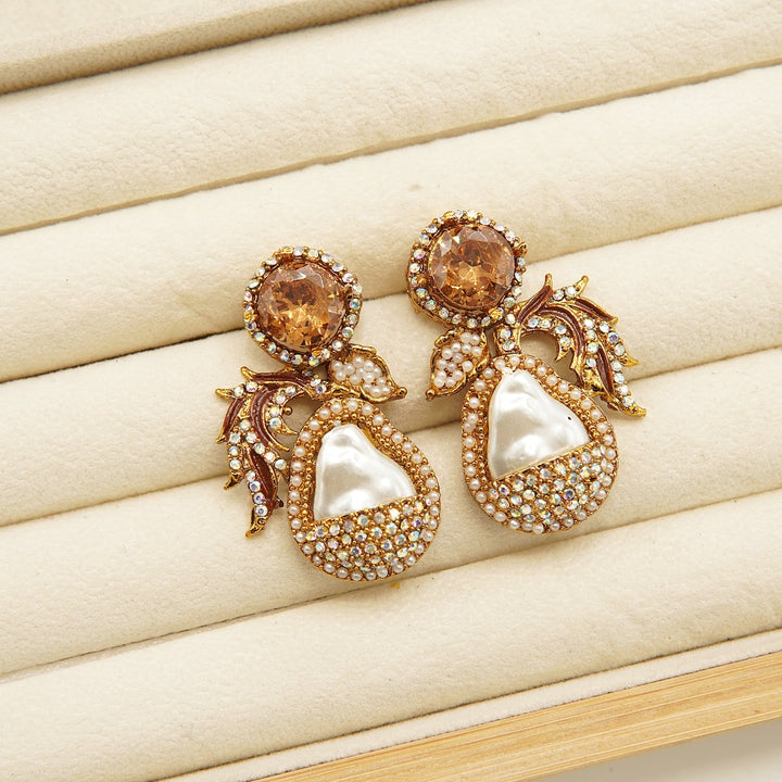 Antique Tone Mother Of Pearl Studs Style Earring - tlmjewels