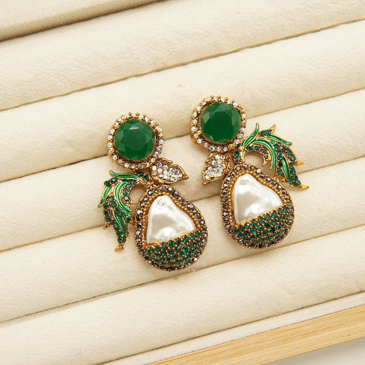 Antique Tone Mother Of Pearl Studs Style Earring - tlmjewels