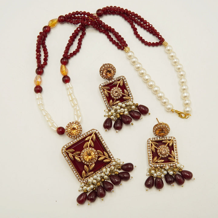 Antique Tone Turkish Style Pendant Mala Set - tlmjewels