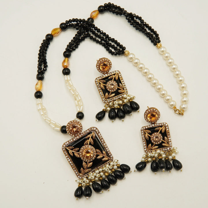 Antique Tone Turkish Style Pendant Mala Set - tlmjewels