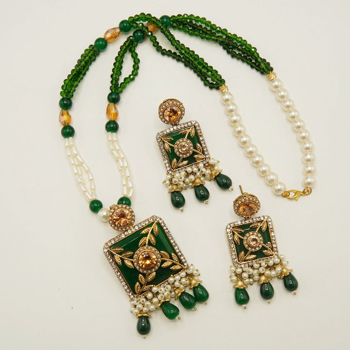 Antique Tone Turkish Style Pendant Mala Set - tlmjewels