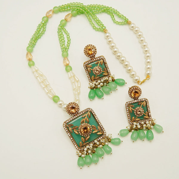 Antique Tone Turkish Style Pendant Mala Set - tlmjewels