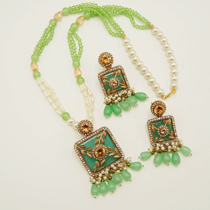 Antique Tone Turkish Style Pendant Mala Set - tlmjewels