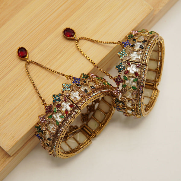 Crown Turkish Mother Of Pearl Bangles Pair - tlmjewels