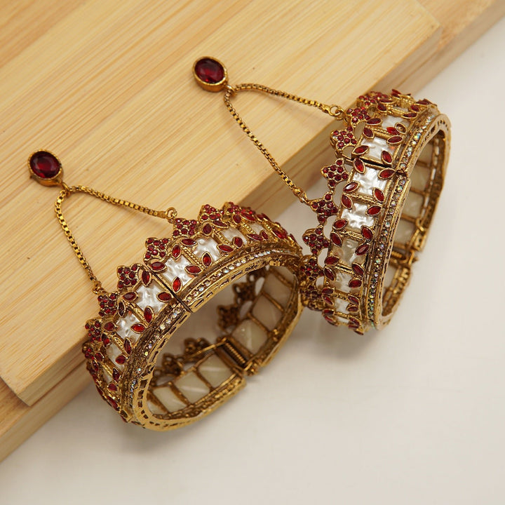 Crown Turkish Mother Of Pearl Bangles Pair - tlmjewels