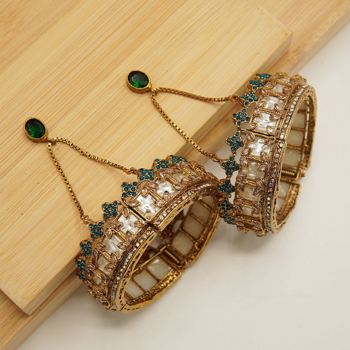 Crown Turkish Mother Of Pearl Bangles Pair - tlmjewels