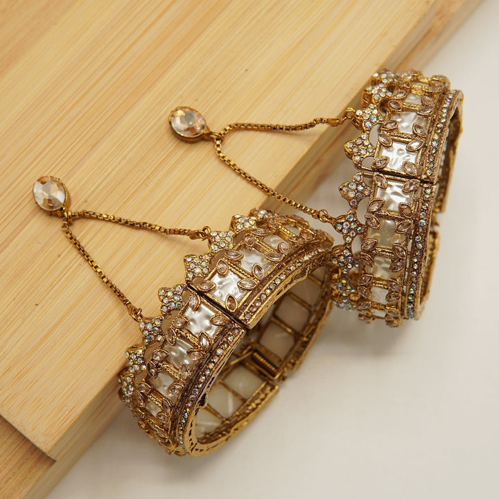 Crown Turkish Mother Of Pearl Bangles Pair - tlmjewels