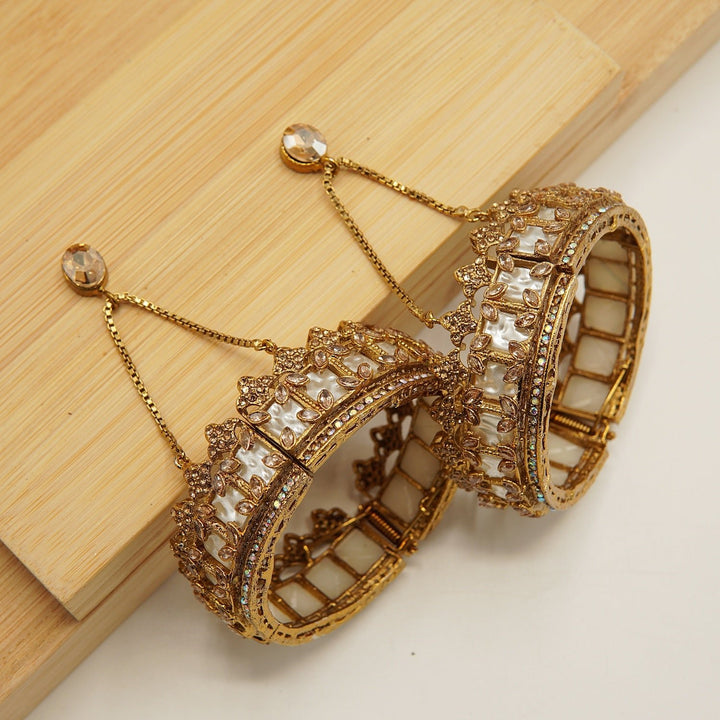 Crown Turkish Mother Of Pearl Bangles Pair - tlmjewels