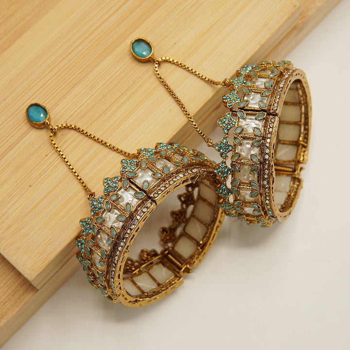Crown Turkish Mother Of Pearl Bangles Pair - tlmjewels