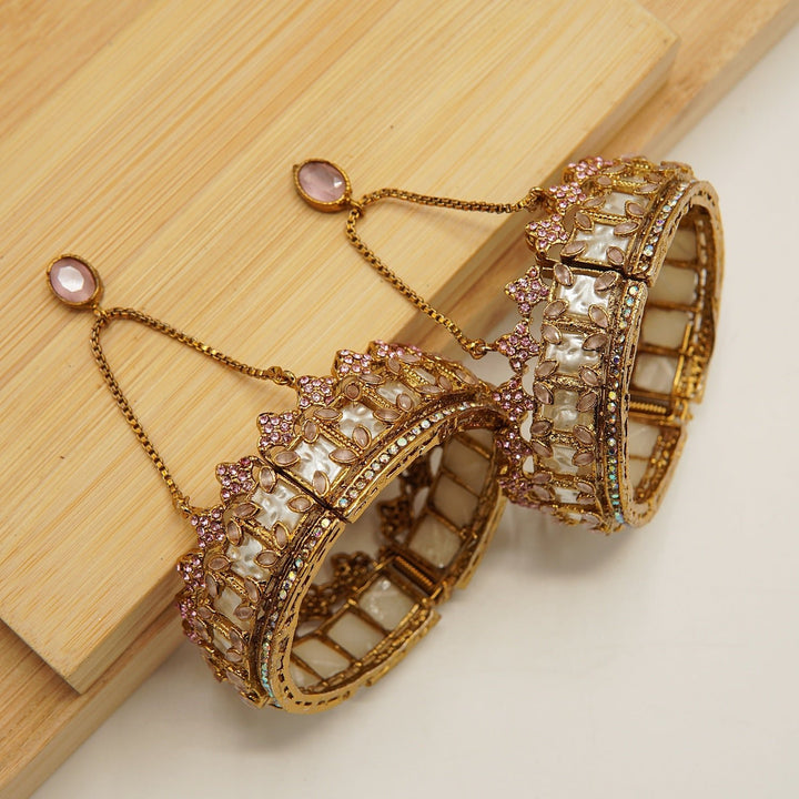 Crown Turkish Mother Of Pearl Bangles Pair - tlmjewels
